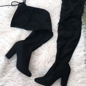 Black thigh high boots size 7